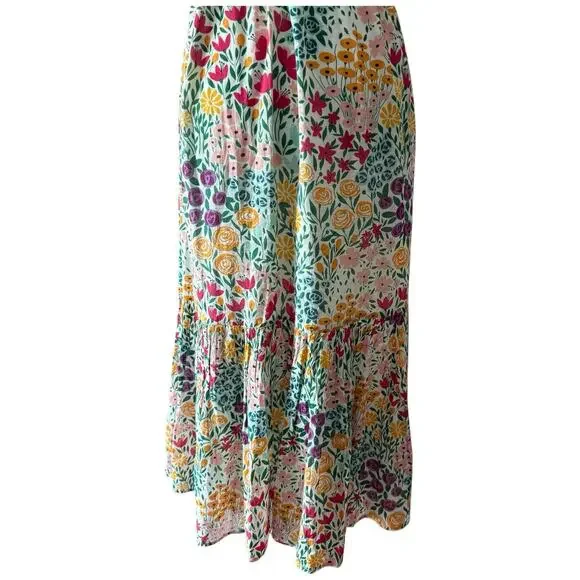 Olivia James The Label Delia Floral Midi Dress Lined Ruffle Size M